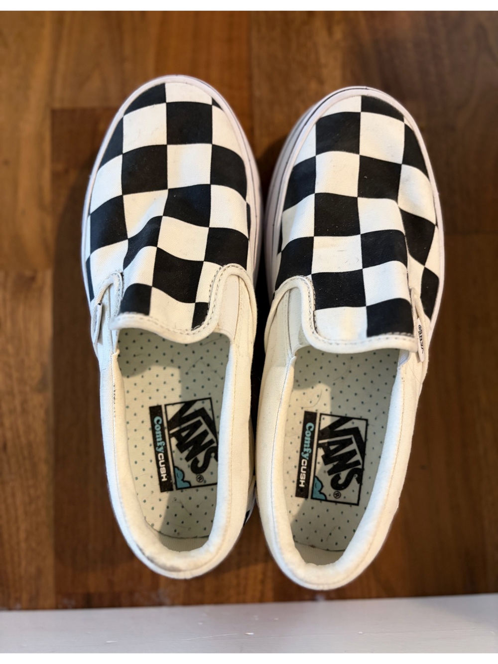 Vans ComfyCush Checkered Slip On Skate Shoes Black White size 7.5